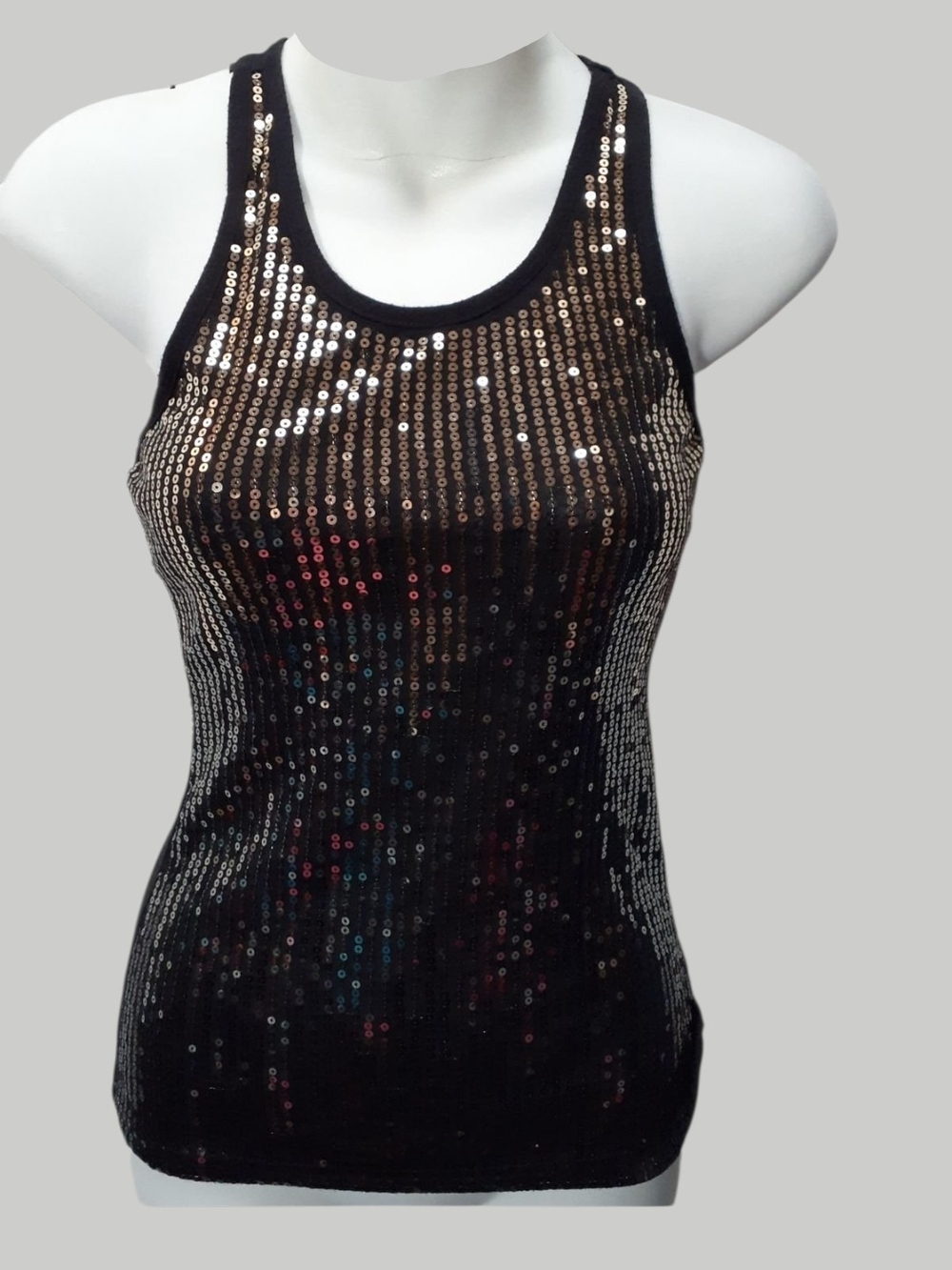 VTG Y2K Selena Gomez Dream Out Loud Glam Black Sequin Racerback Tank Top
